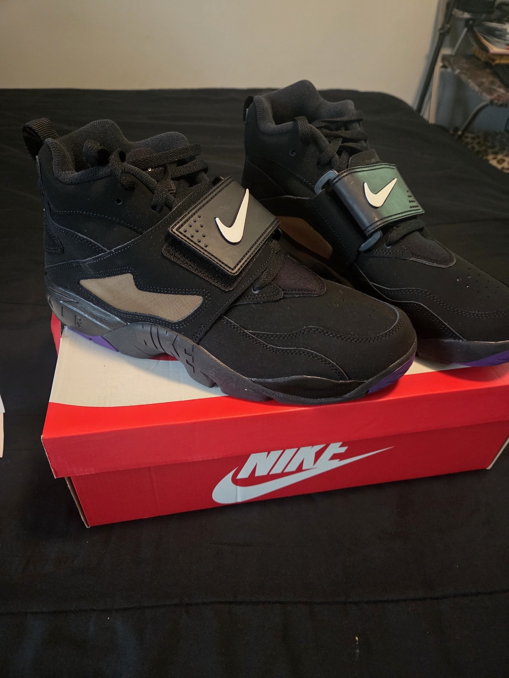 Nike Men's Black High-Top Athletic Shoes with Strap Air Diamond TURF